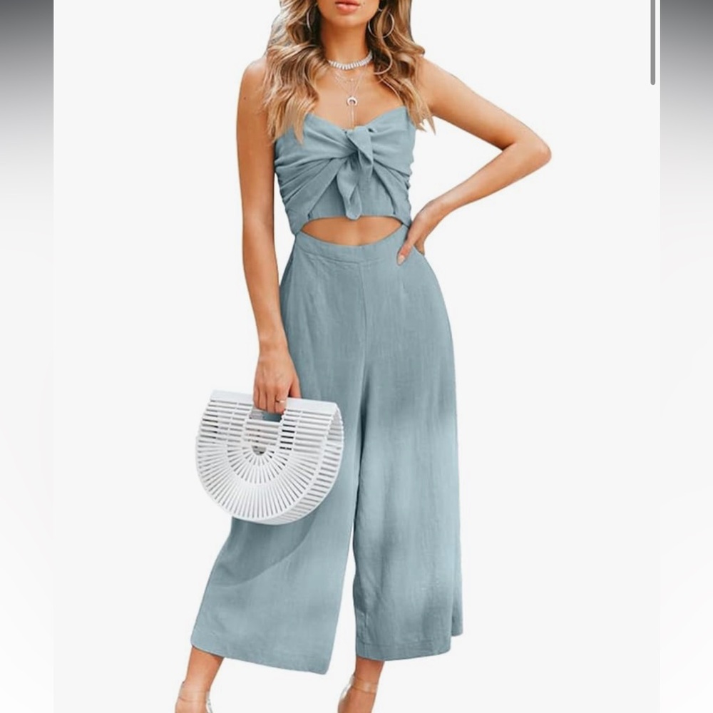 Blue Cutout Jumpsuit